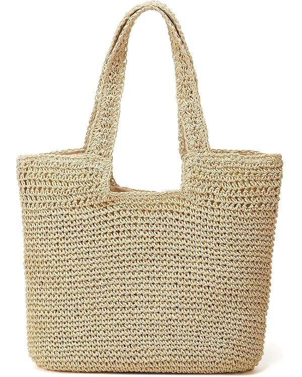 Obosoyo Straw Tote Bag Purses for Women Straw Beach Bag Women Summer Handwoven Tote Bags Shoulder... | Amazon (US)