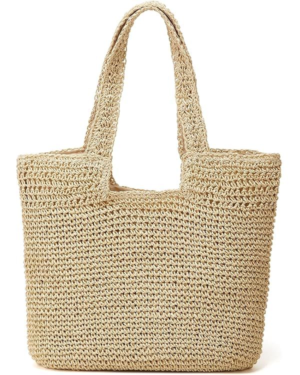 Obosoyo Straw Tote Bag Purses for Women Straw Beach Bag Women Summer Handwoven Tote Bags Shoulder... | Amazon (US)