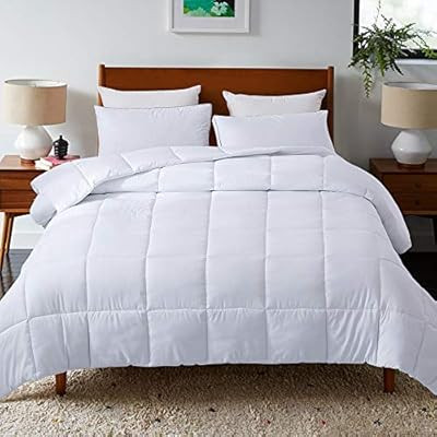 DOWNCOOL Down Alternative Quilted Comforter- White Lightweight Duvet Insert or Stand-Alone Comfo... | Amazon (US)
