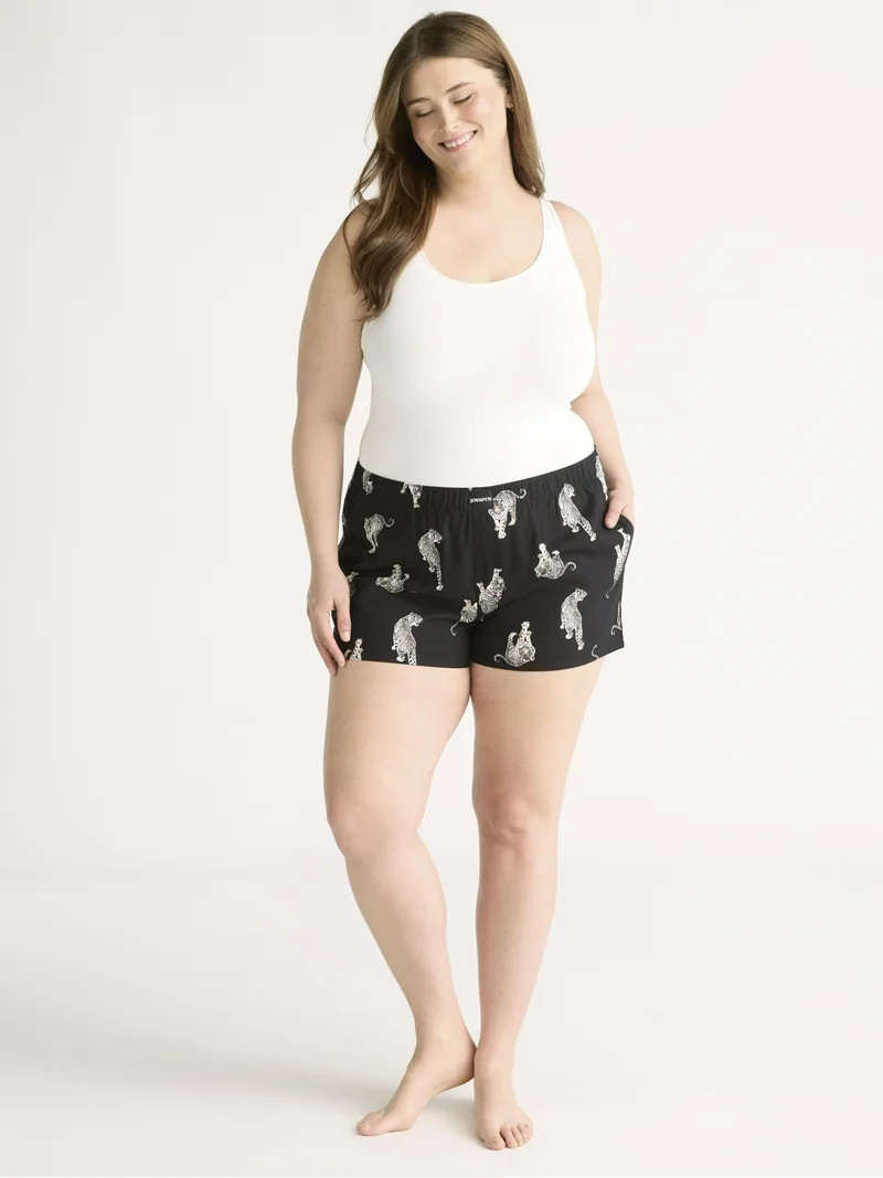 Joyspun Women's Woven Pajama Boxer Shorts, 3'' Inseam, Sizes XS-3X | Walmart (US)