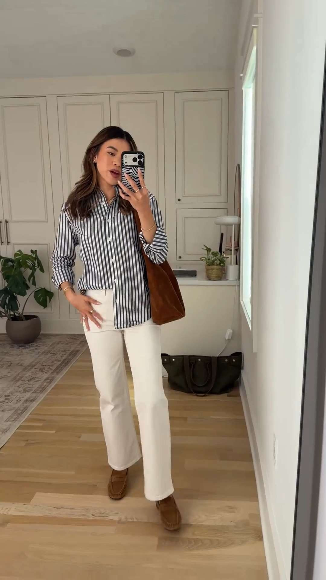 Sizing info:
•Top size XS in Hudson stripe
•Jeans size 24 with 28” Inseam in Ghost White

petite fashion, get dressed with me, outfit inspiration, ootd, nashville outfit, Nashville influencer, petite style, vacation style, casual outfits, mom style, petite pants, spring outfits, spring outfit info, spring pants, spring outfit idea, spring top, spring bag, spring sweater, spring shoes, spring jeans, jeans, denim, quince jeans, petite jeans, white jeans,  
@Quince 
 

#LTKPetite #LTKSeasonal #LTKootd
