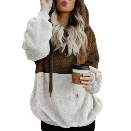 Special Buys Women's Long Sleeve Sherpa Sweatshirt Patchwork Sweater Pullover Fuzzy Fleece Winter Ca | Walmart (US)