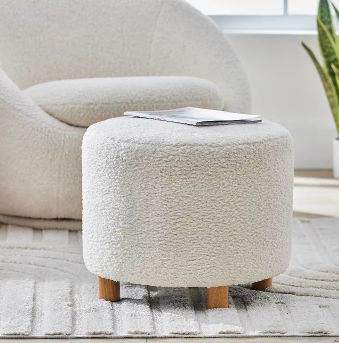 Better Homes & Gardens Mira Round Ottoman, Cream | Walmart (US)