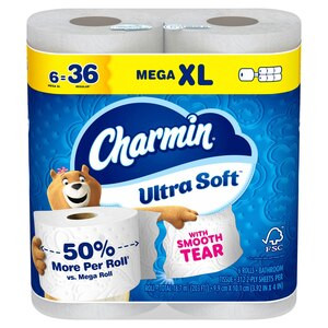 Charmin Ultra Soft Toilet Paper, 6 Mega XL Rolls | CVS Health