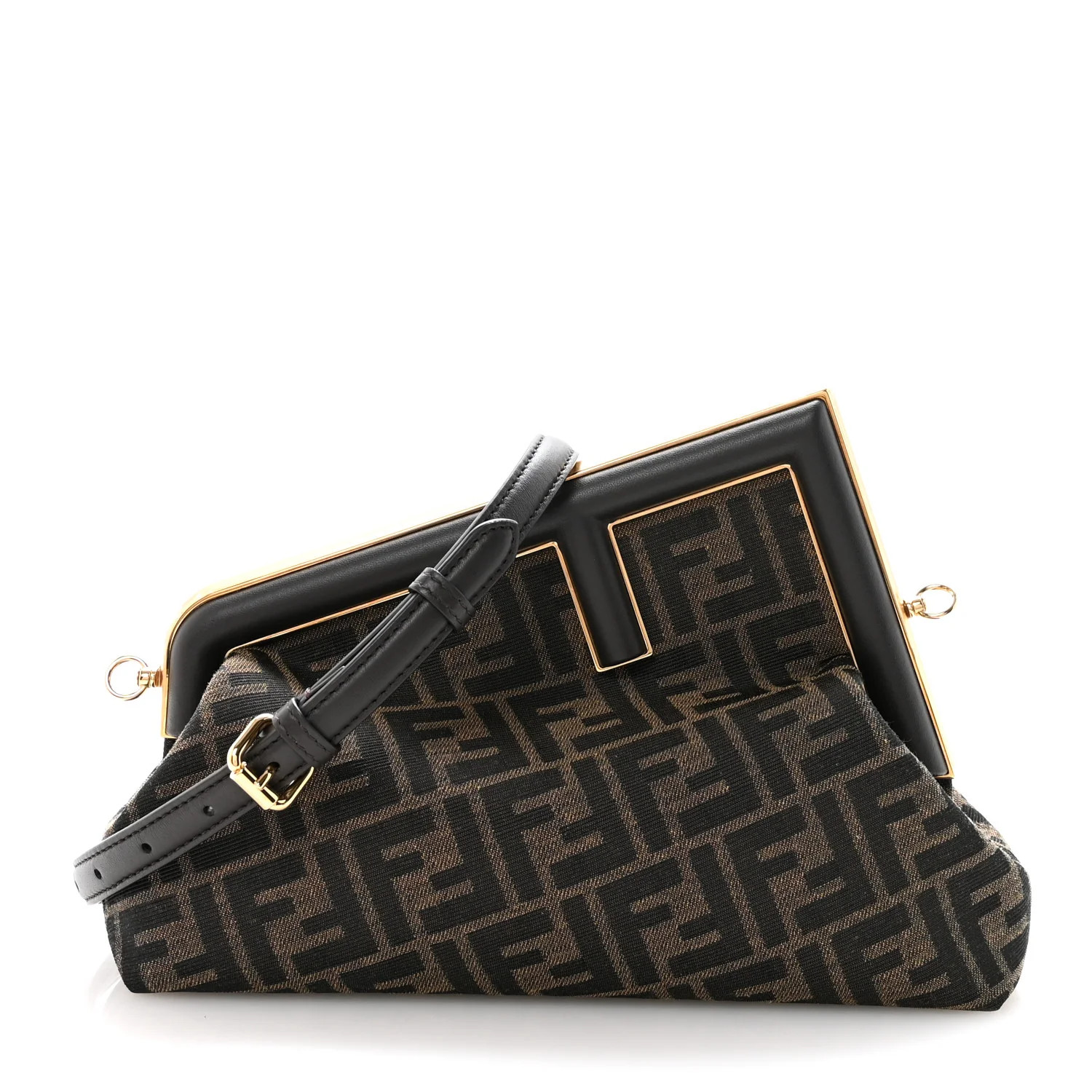 Fendi Shiny Nappa Fabric Jacquard FF 1974 Midi Fendi Tobacco Moro Ebano 1826270 | FASHIONPHILE (US)