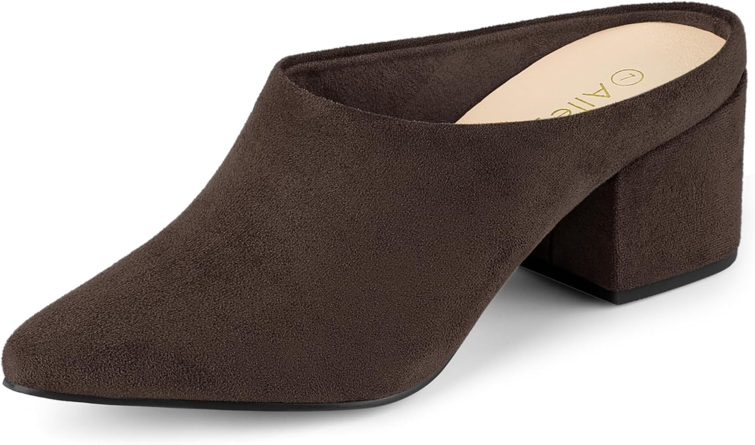 Allegra K Women's Pointed Toe Slip on Block Heel Slide Mules | Amazon (US)