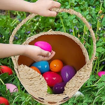 Juegoal Easter Bunny Woven Basket for Party Favors, Handmade Straw Wicker Easter Candy Eggs Baske... | Amazon (US)