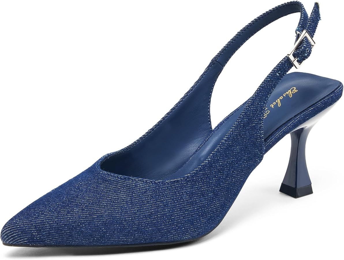 Elisabet Tang Women's Kitten Heel Slingback Low Pumps Shoes | Amazon (US)