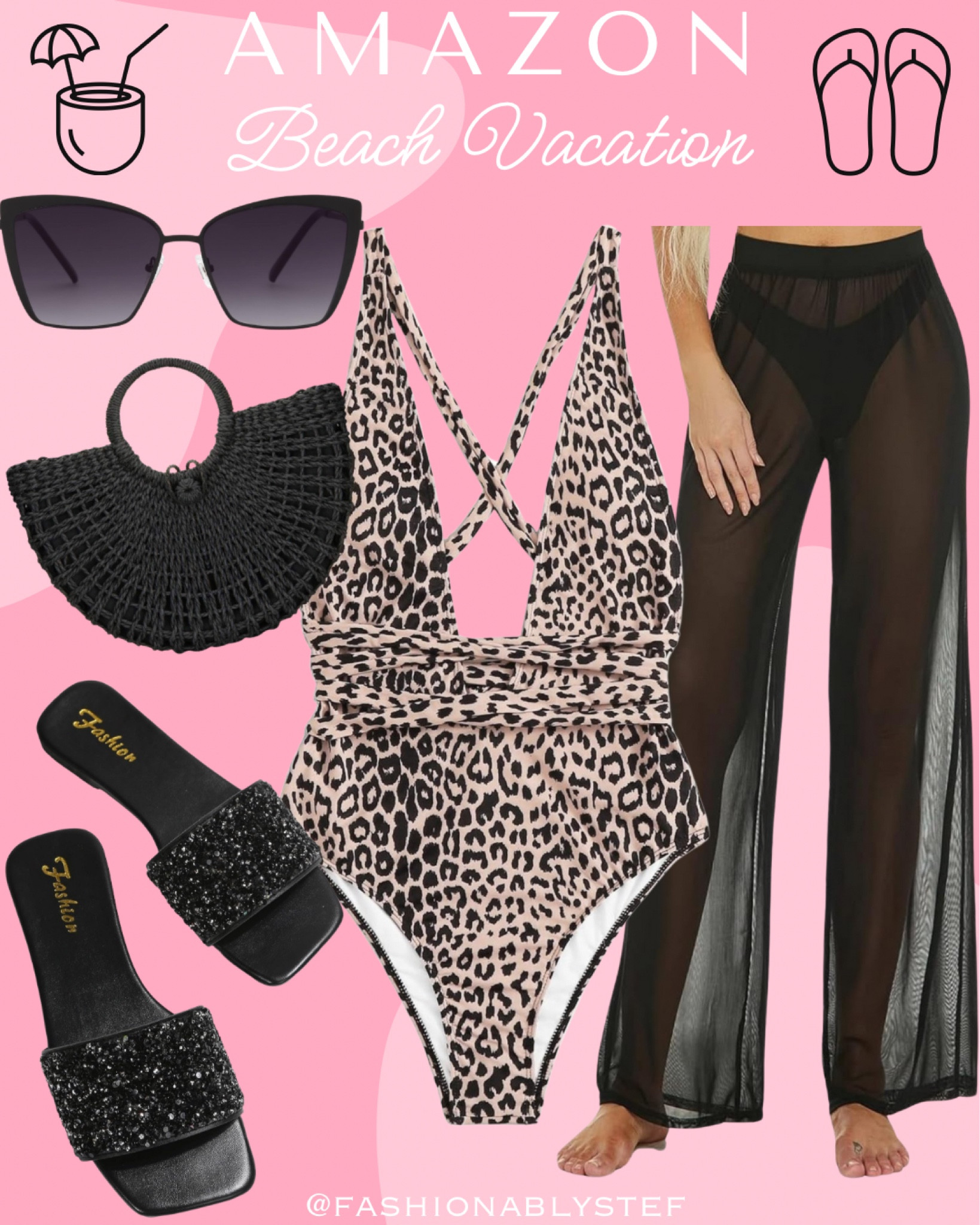 Amazon Beach Vacation 🏝️ 

Leopard print, leopard print swimwear, one piece swimwear, amazon swimwear, vacation swimwear, resort wear, sequence sandals, cover up pants, black bag, vacation style, vacation outfit, beach style, beach fashion, pool party outfit, tropical vacation, summer outfit, summer vacation


#LTKFindsUnder50 #LTKSwim #LTKTravel