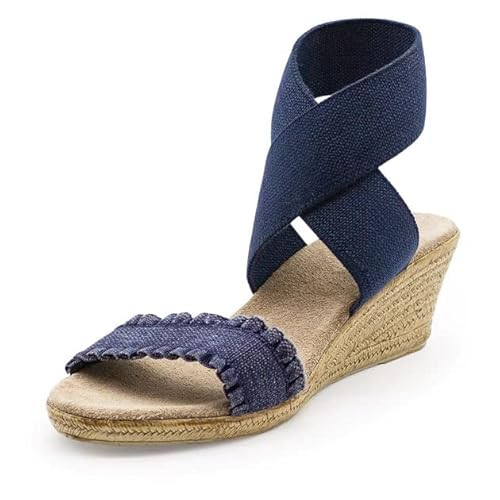 Charleston Shoe Company Carolina - Navy Linen Ruffle- 7 | Amazon (US)