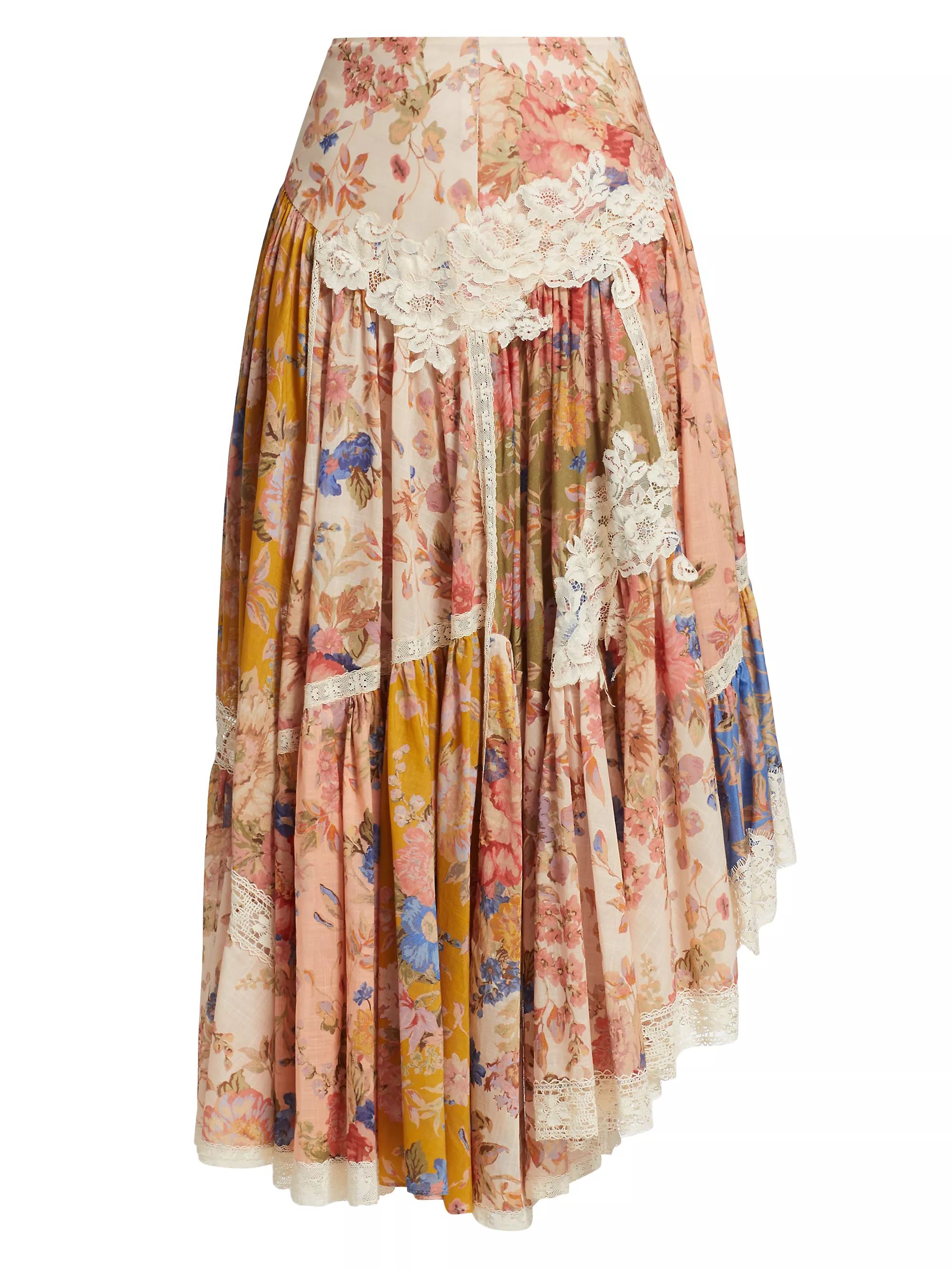 August Asymmetric Floral Cotton Maxi Skirt | Saks Fifth Avenue