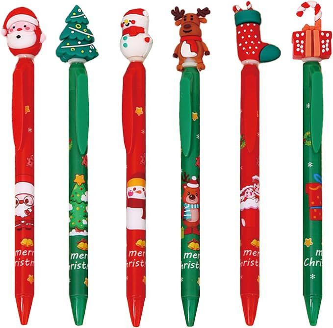 6 Pcs Cute Retractable Colorful Christmas Gel Pens - Aesthetic Pens, Fine Point Black Ink, Smooth... | Amazon (US)