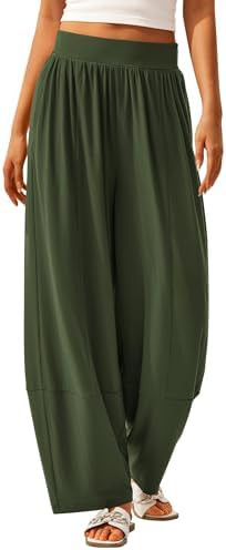 MASCOMODA Women Casual Wide Leg Palazzo Lounge Pants Comfy Soft Loose Flowy Yoga Pants Smocked Hi... | Amazon (US)