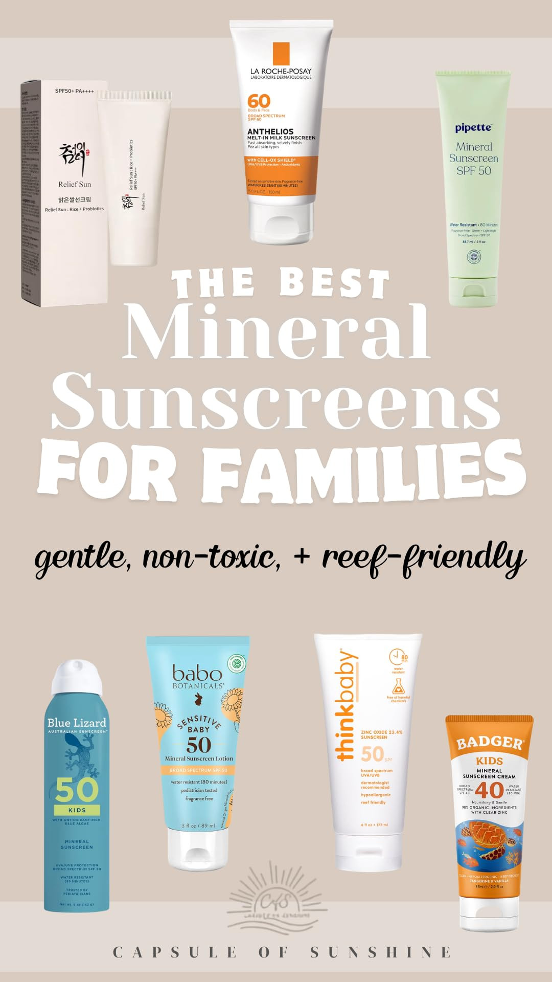 Mineral sunscreens for the whole family ☀️ From everyday face SPF to kid-friendly options for beach and pool days, these are some great mineral sunscreen picks to keep on hand all summer long. Save this for your next sunscreen restock!

#MineralSunscreen #FamilySunscreen #KidsSunscreen #BabySunscreen #FaceSunscreen #SummerEssentials #BeachEssentials #SunCare 

 #LTKTravel #LTKBaby #LTKKids