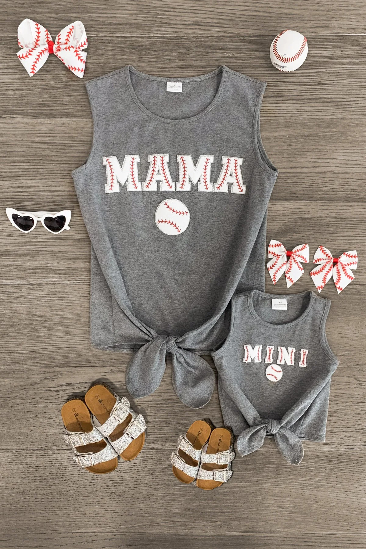 Mom & Me - "Mama & Mini" Gray Chenille Patch Top | Sparkle In Pink