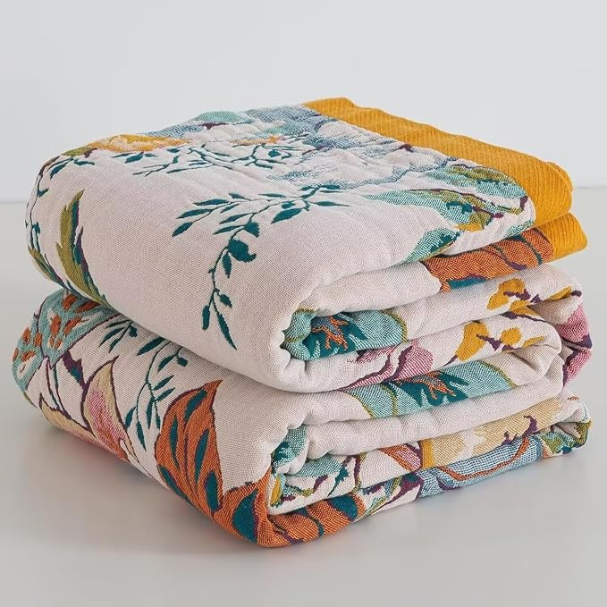 Boho Throw Blanket for Bed 100% Cotton Bohemian Blankets Ultra Soft Woven Muslin Decorative Blank... | Amazon (US)