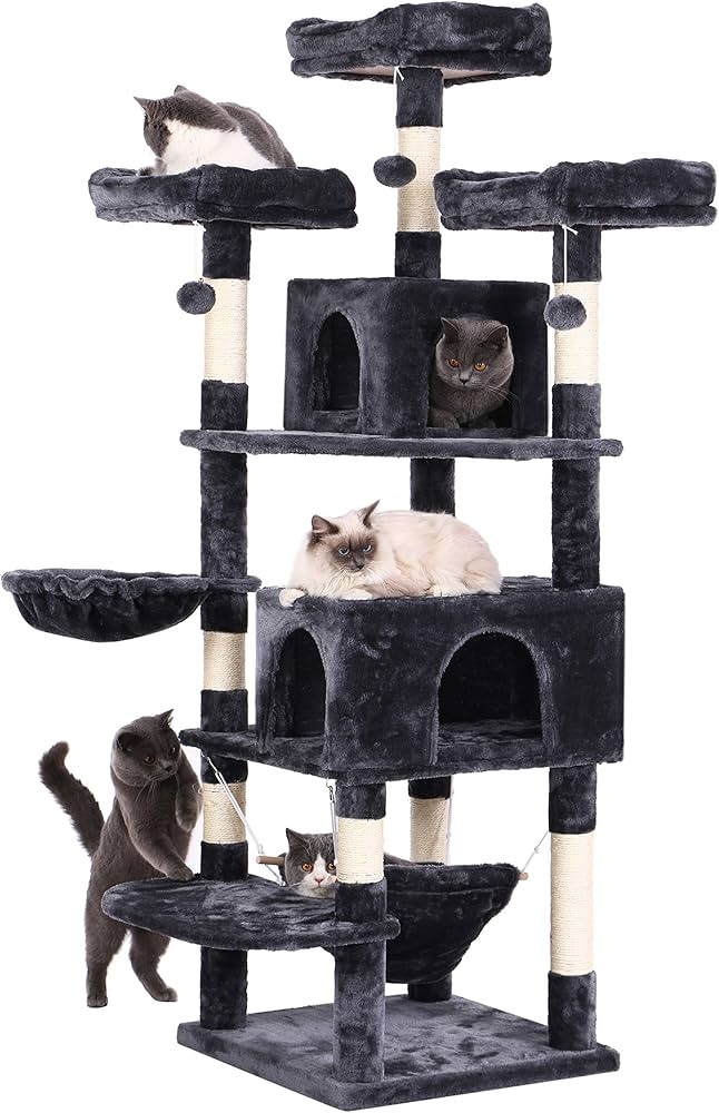 BEWISHOME Cat Tree 66.3 Inch Multi-Level Large Cat Tower with Plush Top Perches, Sisal Scratching... | Amazon (US)