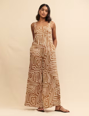 Linen Rich Printed Relaxed Jumpsuit | Nobody's Child | M&S | Marks & Spencer IE