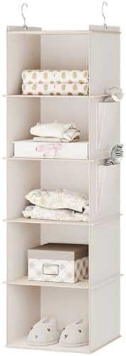 YOUDENOVA Hanging Closet Organizer, 5-Shelf Closet Hanging Storage Shelves, Beige | Amazon (US)