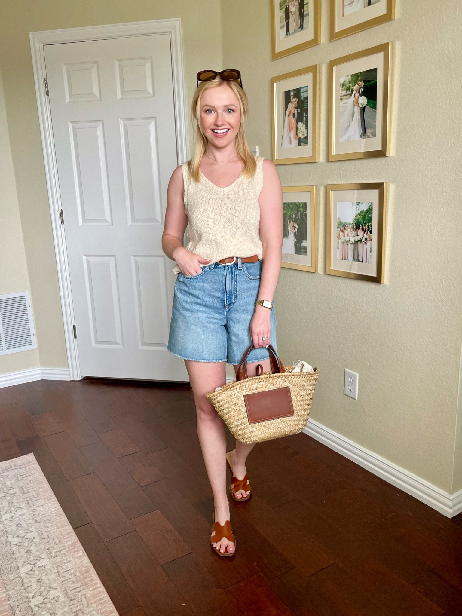 Wearing an XS in tank and 26 in shorts, but shorts run large! | denim shorts, summer outfit, sweater tank 

#LTKStyleTip #LTKFindsUnder50 #LTKSeasonal