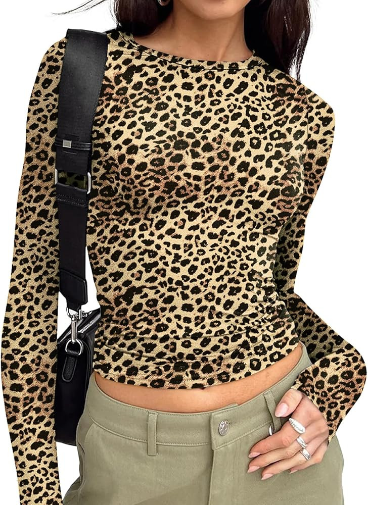 Trendy Queen Womens Long Sleeve T Shirts Fall Fashion 2025 Basic Crop Tops Going Out Outfits Y2k ... | Amazon (US)