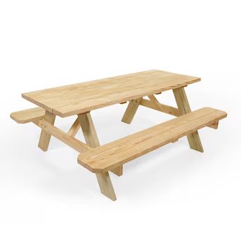 Style Selections 72-in Brown Southern Yellow Pine Rectangle Picnic Table | Lowe's