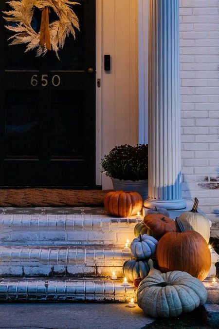 No one can believe our pumpkins are not real! Can you ?! We use this realistic pumpkins year round but this year we added lights and a few extra baby pumpkins! 

Fall, front porch decorations,

#LTKhome #LTKSeasonal #LTKsalealert