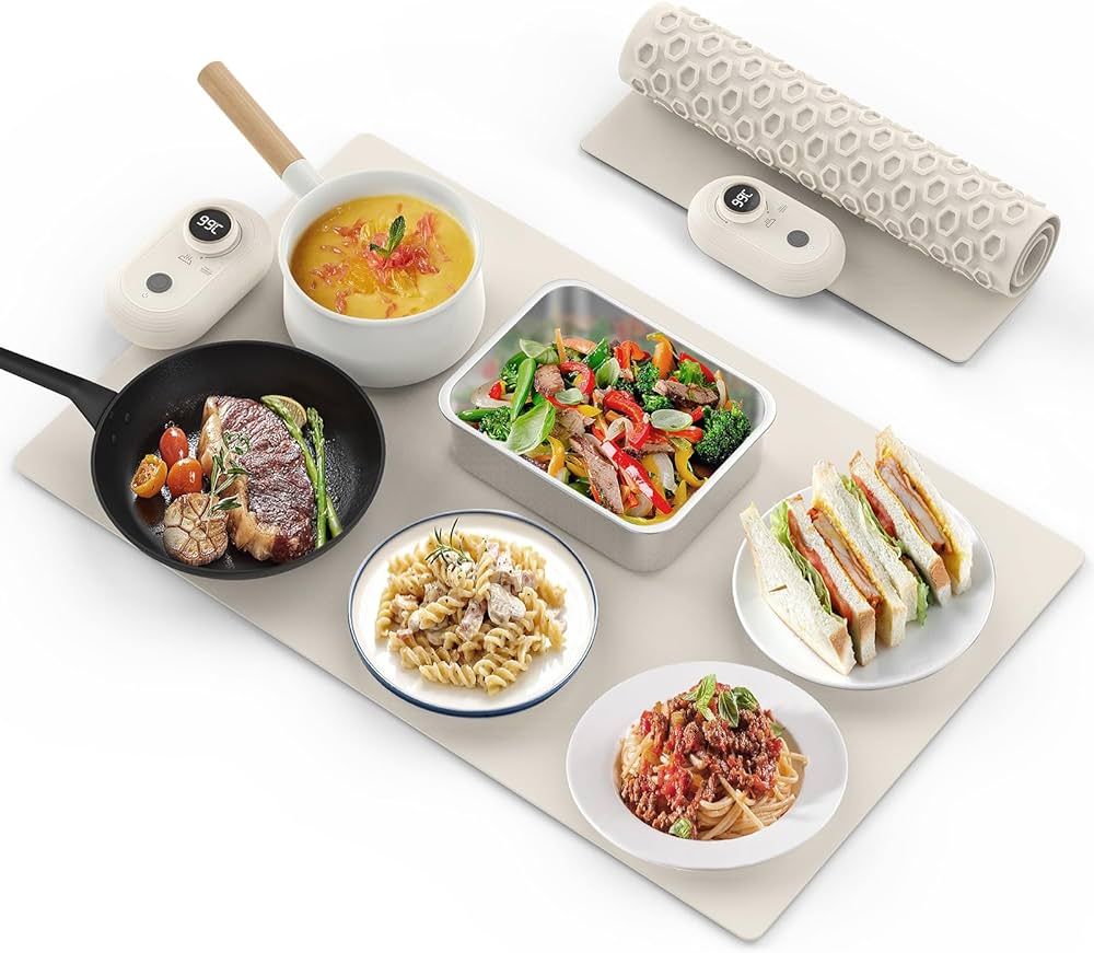 SHASUKI Flexible Food Warmer Placemat, Portable Electric Server Warming Tray, 13 Temperature Leve... | Amazon (US)