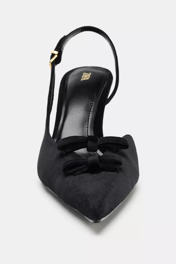 VELVET EFFECT BOW SHOES | Zara US