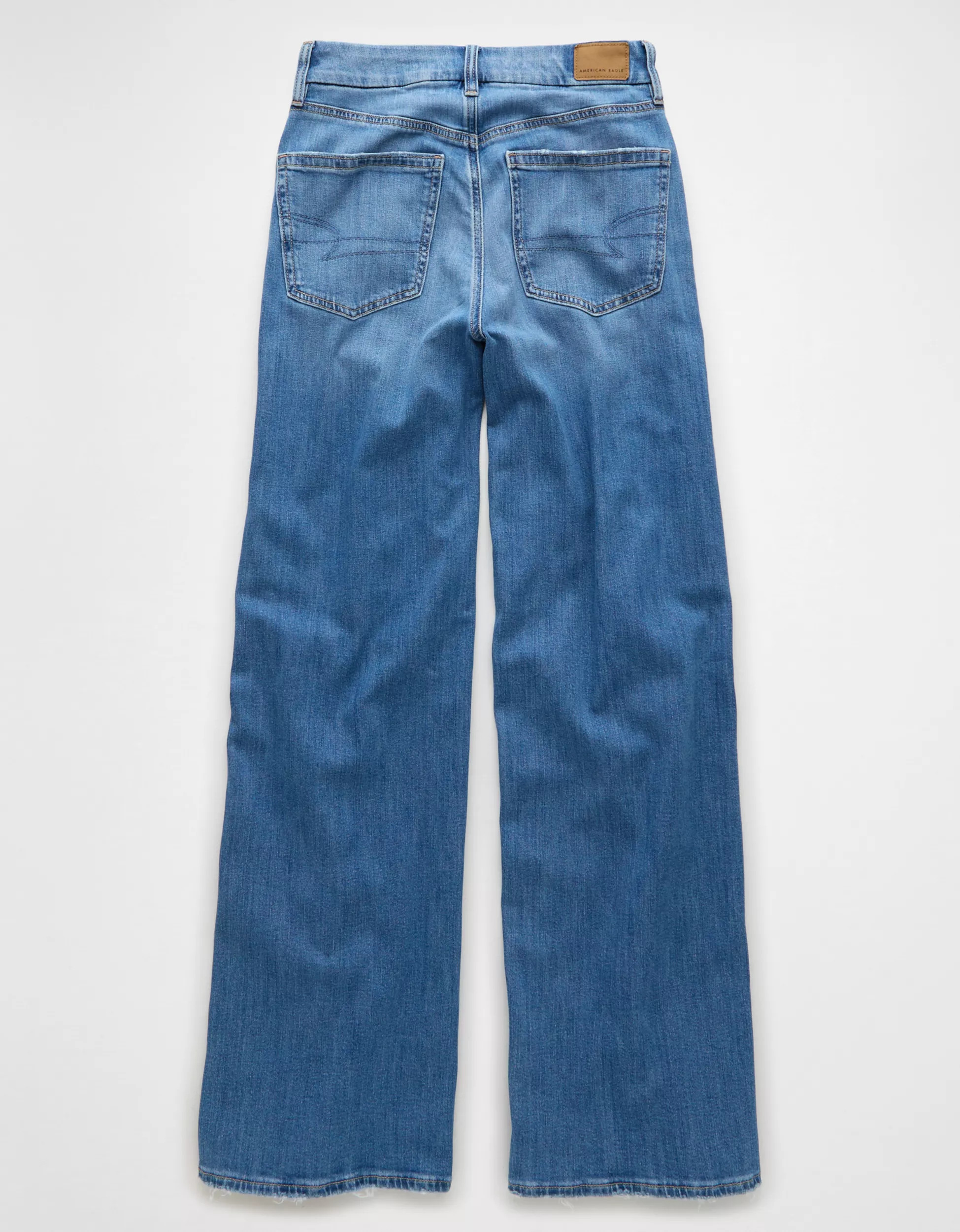 AE Dreamy Drape Stretch Curvy Super High-Waisted Baggy Wide-Leg Jean | American Eagle Outfitters (US & CA)