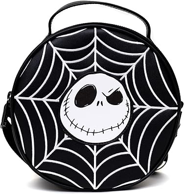 Disney Bag, Cross Body, Round, The Nightmare Before Christmas Jack Face with Spider Web, Vegan Le... | Amazon (US)
