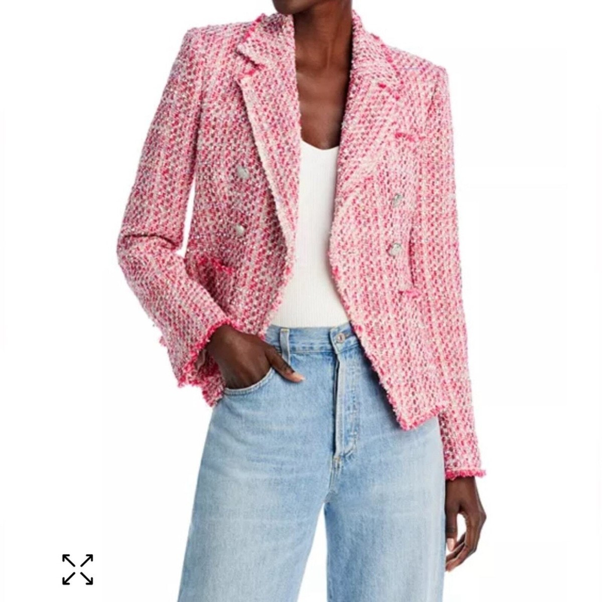 Loveshackfancy duvel frayed pink tweed blazer NWT sz 4  | eBay | eBay US