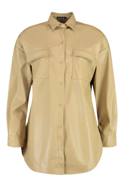 Faux Leather Oversized Shacket | Boohoo.com (US & CA)