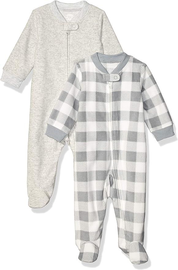 Amazon Essentials Unisex Babies' Microfleece Footed Zip-Front Sleep and Play, Pack of 2 | Amazon (US)