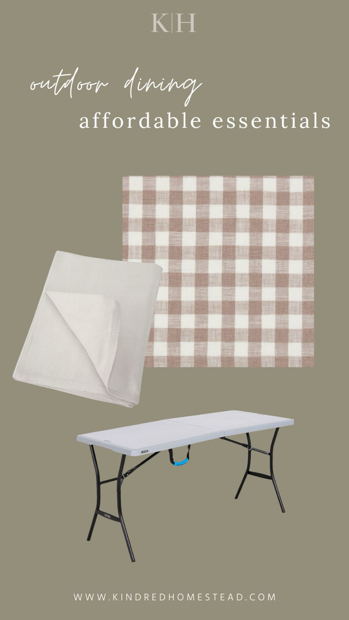 Affordable outdoor dining essentials using drop cloths, folding tables, and a gingham table cloth! Elevate your outdoor dining with budget friendly finds that keep your space looking beautiful!

#LTKHome #LTKSeasonal