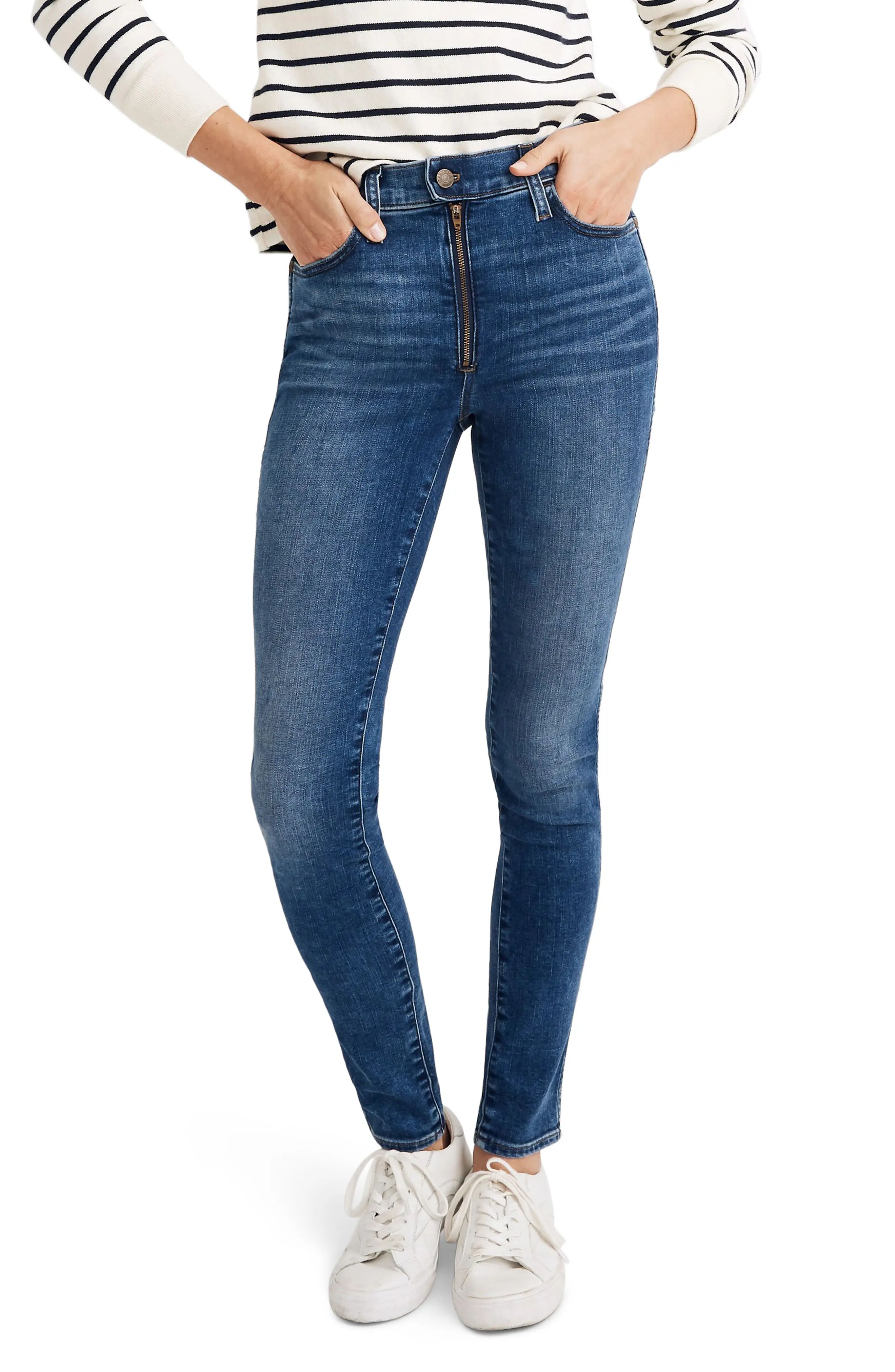 Women's Madewell 10-Inch High Waist Roadtripper Skinny Jeans, Size 25 - Blue | Nordstrom