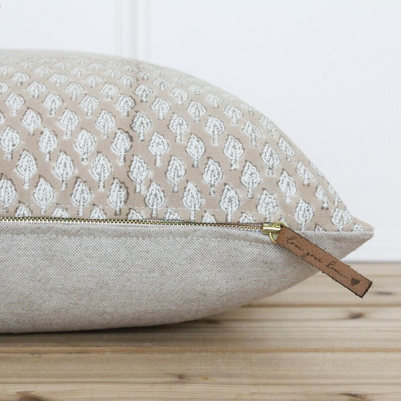 Tan Hand Block Pillow Cover | Nude Pillow Cover | Indian Hand Blocked Pillow Cover | Fall Pillows... | Etsy (US)