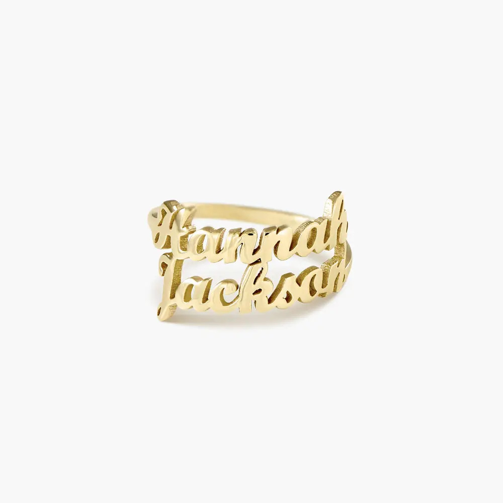 Two is Better than One Name Ring - 14K Solid Gold | Oak & Luna (US)