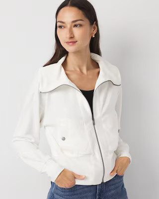 Rib Trim Zip-Up Jacket | White House Black Market