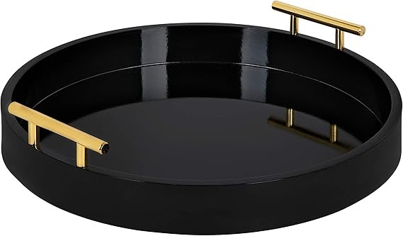 Kate And Laurel Lipton Modern Round Tray, 18" Diameter, Black and Gold, Decorative Accent Tray fo... | Amazon (US)