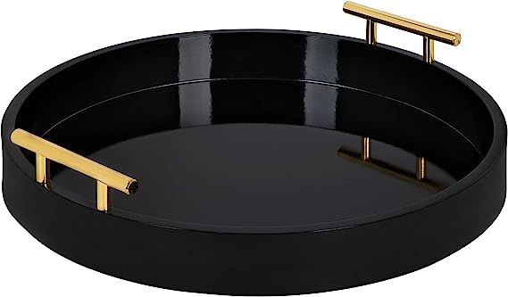 Kate And Laurel Lipton Modern Round Tray, 18" Diameter, Black and Gold, Decorative Accent Tray fo... | Amazon (US)