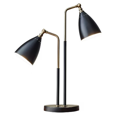 24.75" x 32.5" Chelsea 2-Head Desk Lamp Black - Adesso: Adjustable Arms, Mid-Century Style, ETL L... | Target