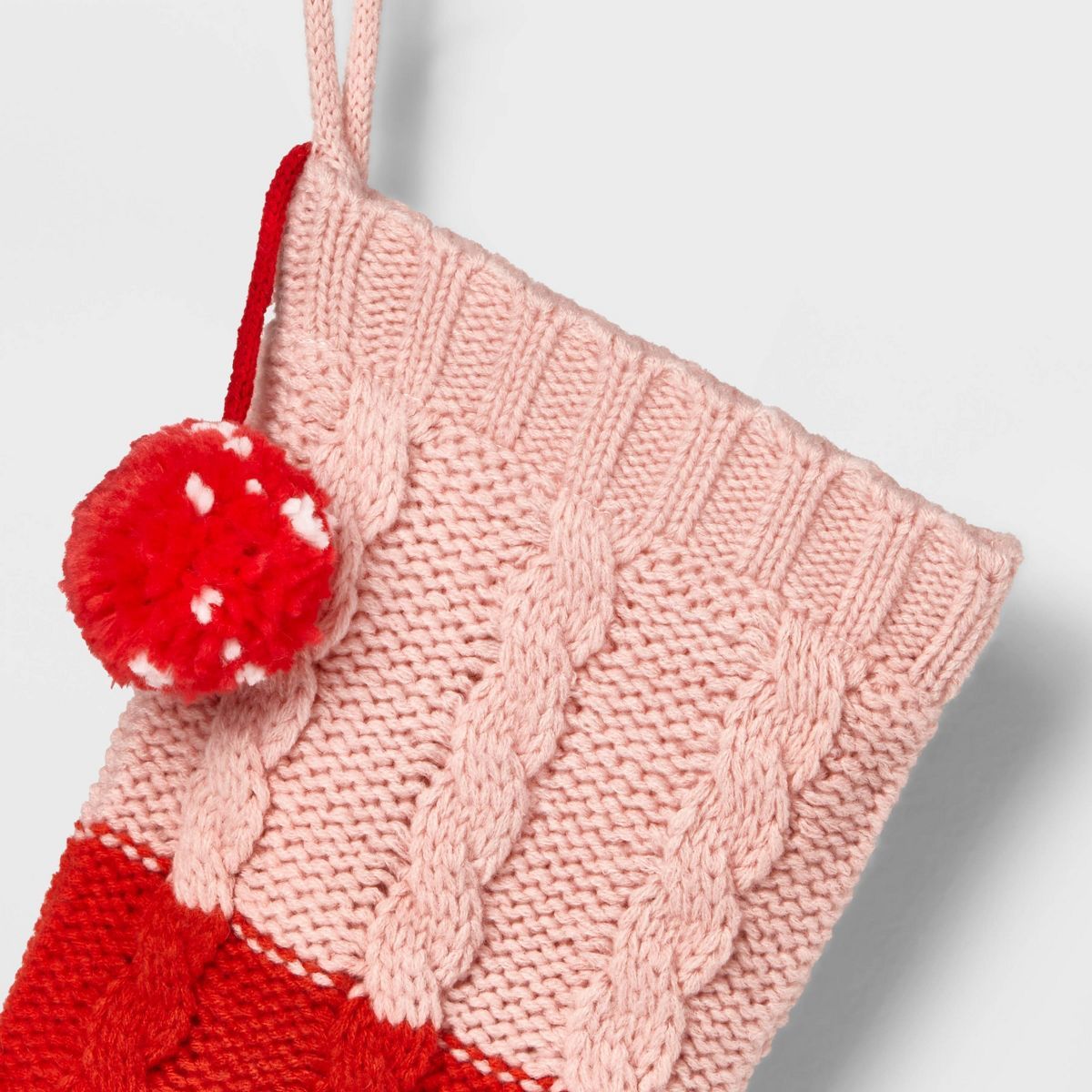 20" Color Block Chunky Knit Christmas Stocking with Marled Pompom - Wondershop™ | Target