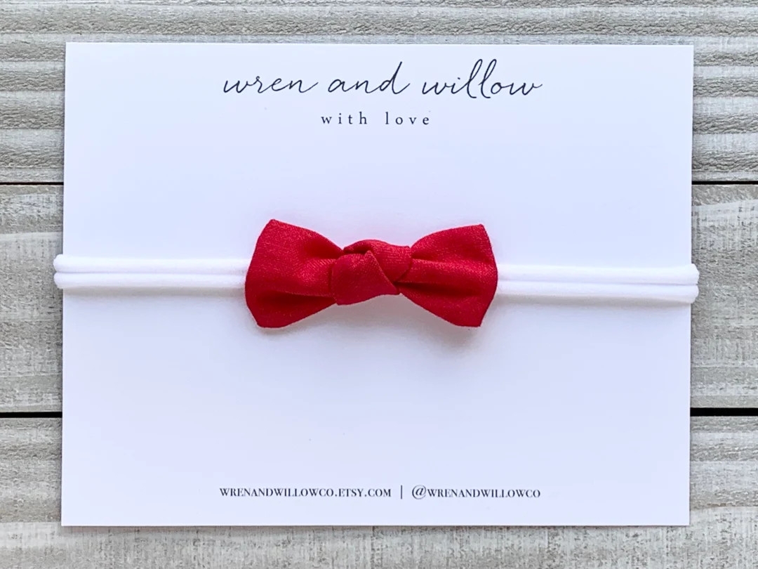 Red Baby Knot Bow: Cotton Newborn Headband - Etsy | Etsy (US)