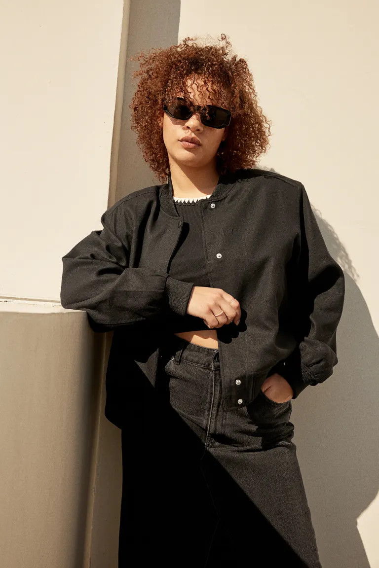 Linen-blend Bomber Jacket | H&M (US + CA)