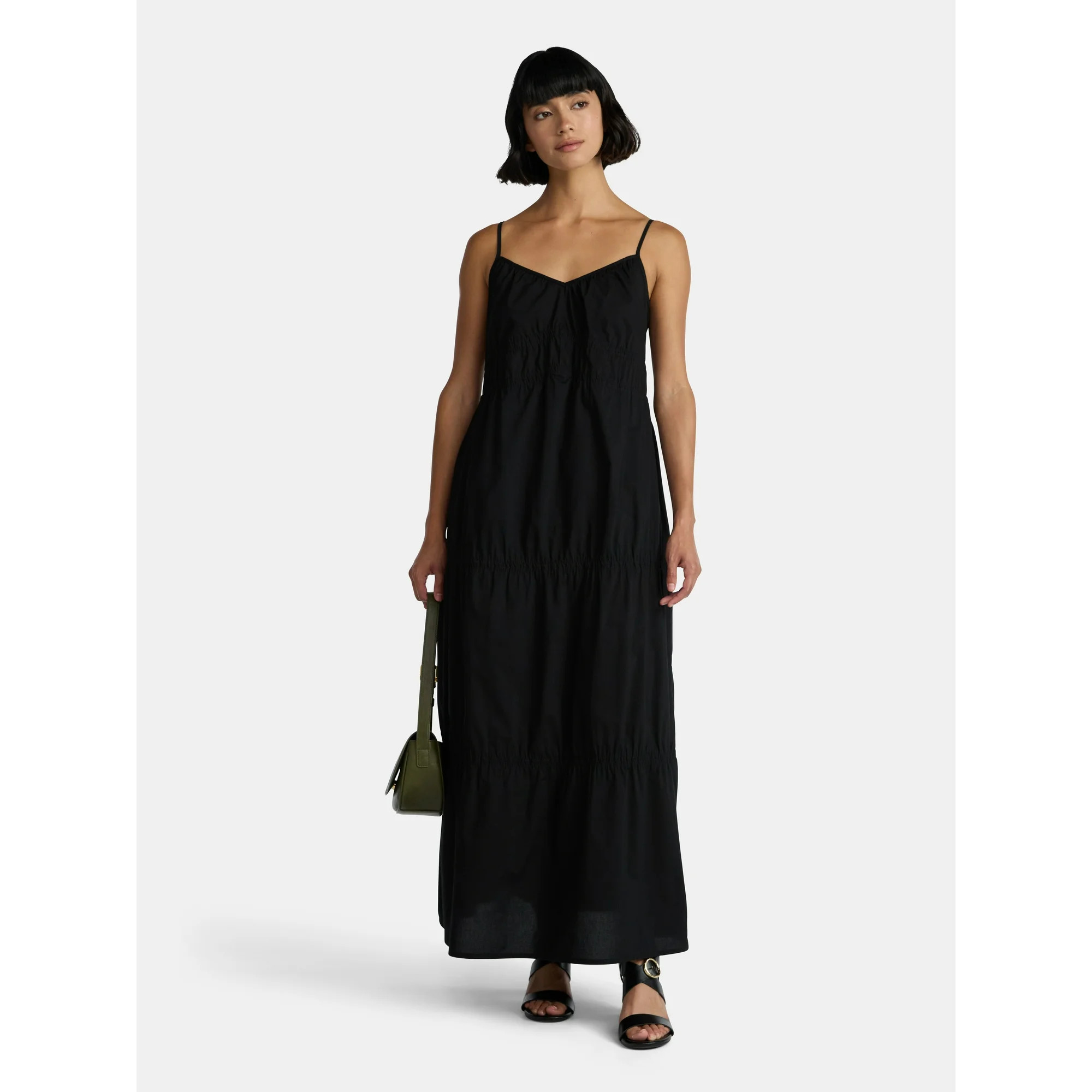 Time and Tru Women's Strappy Cotton Maxi Dress, Sizes XS-XXXL | Walmart (US)
