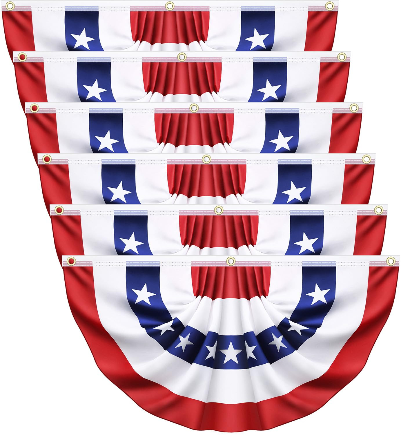 6 Pack USA Pleated Bunting Fan Flags, 1.5x3 Ft USA Patriotic Half Fan Banner American Flag Decora... | Amazon (US)