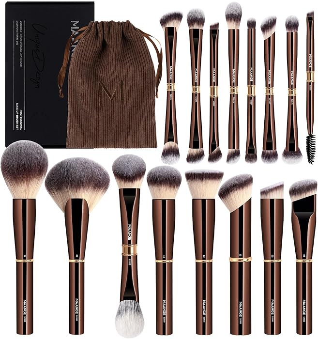 MAANGE Makeup Brushes 16Pcs Professional Foundation Powder Blush Contour Eyeshadows Double-End Ma... | Amazon (US)