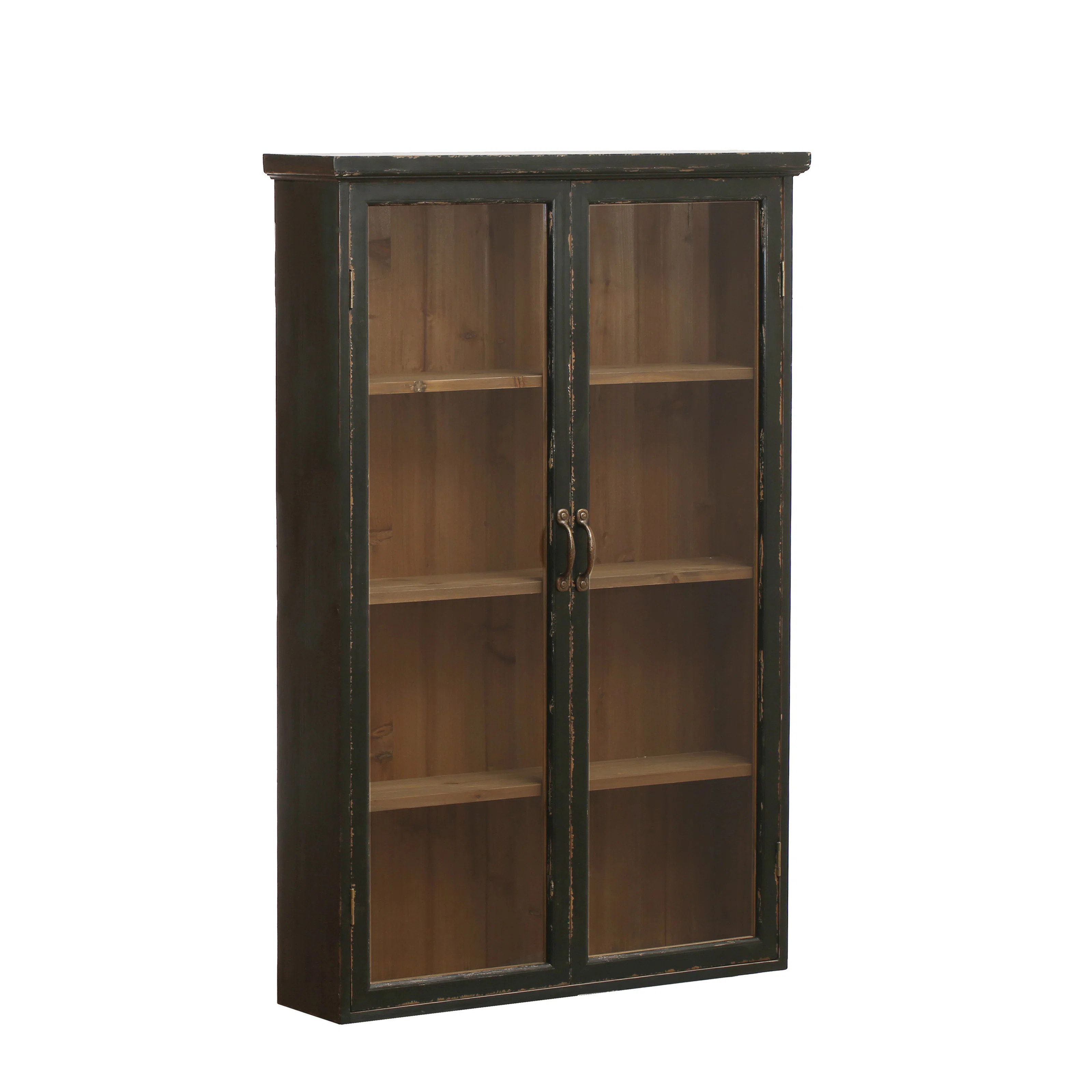 Harlow Wood and Glass Display Cabinet with 3 Shelves and 2 Doors | Wayfair North America