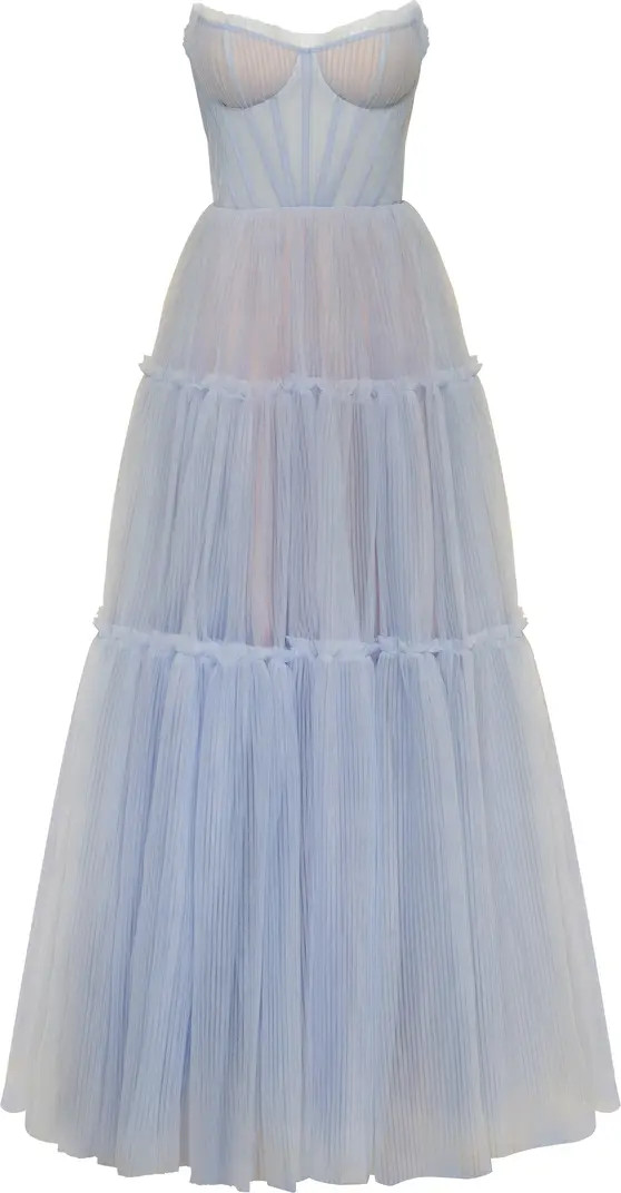 Cloudy Blue Tulle Maxi Dress With Ruffled Skirt | Nordstrom